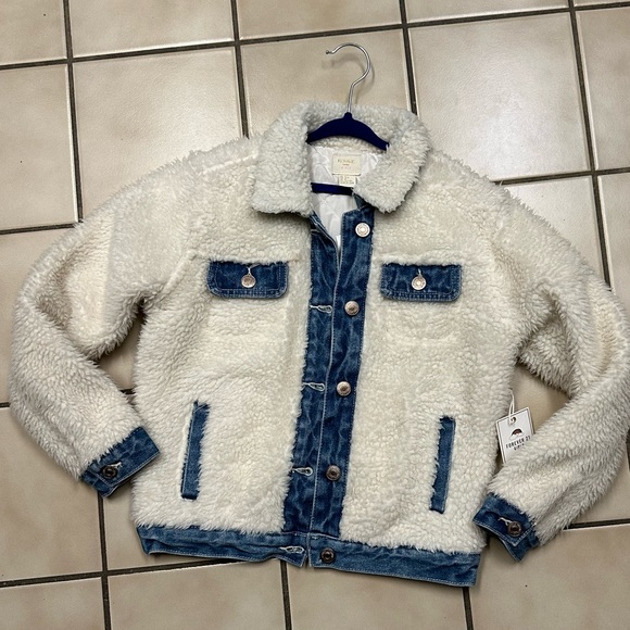 Forever 21 Other - NWT Forever 21 Girls Denim Trim Sherpa Jacket